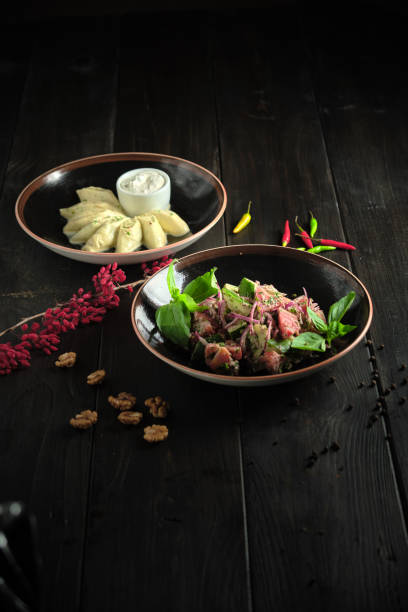 Meat steak on a wooden board catering menu