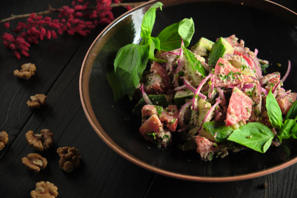 Meat steak on a wooden board catering menu