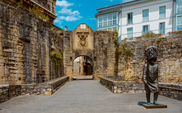 Santa Maria Gate in Hondarribia, Spain stock photo
