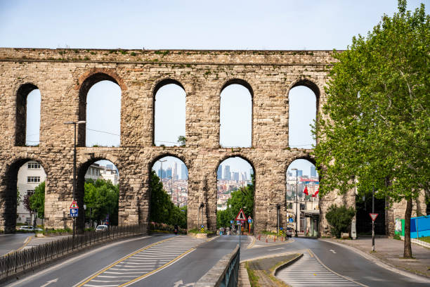 The Aqueduct of Valens was a Roman aqueduct system built in the late 4th century AD, to supply Constantinople – the capital of the eastern Roman empire. Construction of the aqueduct began during the reign of the Roman emperor Constantius II (r. 337–361) and was completed in 373 by the emperor Valens (r. 364–378). The aqueduct remained in use for many centuries. It was extended and maintained by the Byzantines and the Ottomans.