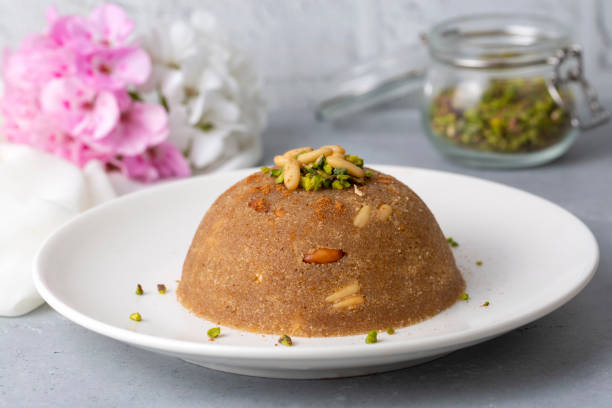 istock Traditional Turkish semolina sweet desert halva (Turkish name; irmik helvasi) 1409646757