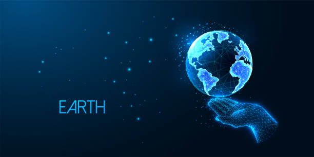 istock Concept of Sustainable development, eco friendly with hand and planet Earth globe on blue background 1409647259