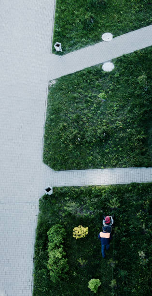 istock Large Lawn mower cutting green grass. 1409652509