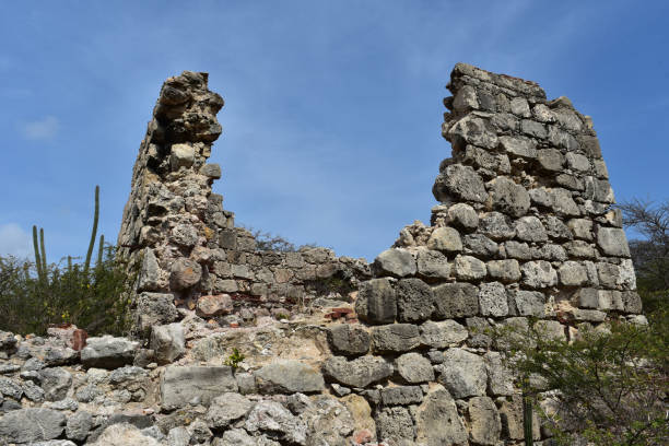 Deserted Mill Stone Ruins Crumbling in Aruba stock photo