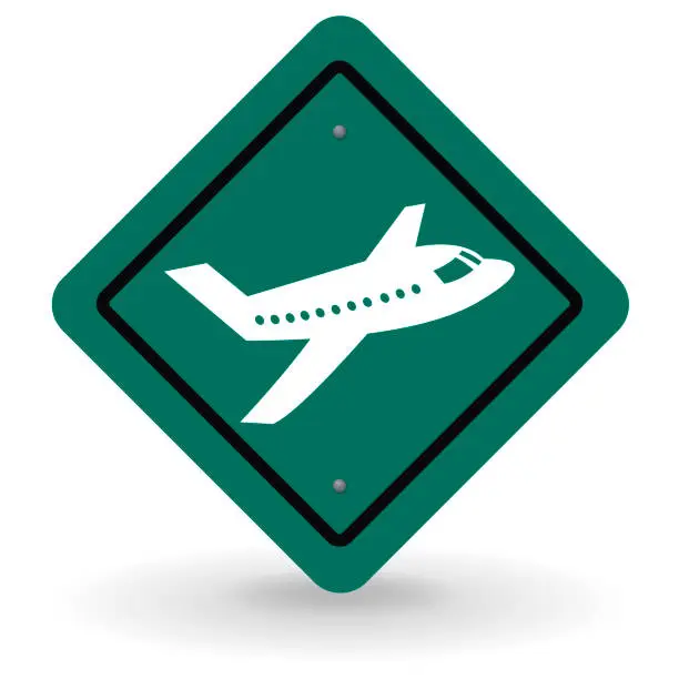 Vector illustration of Sign Street Road Airplane Warning Road icon vector