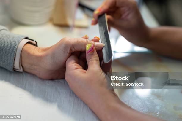 Nail Filing Stock Photo - Download Image Now - Nail Art, Nail Salon, Professional Occupation