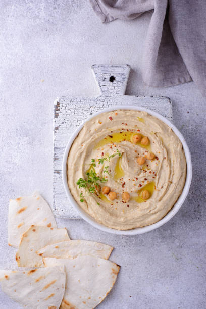 istock Hummus from chickpeas and pita bread. 1409663390
