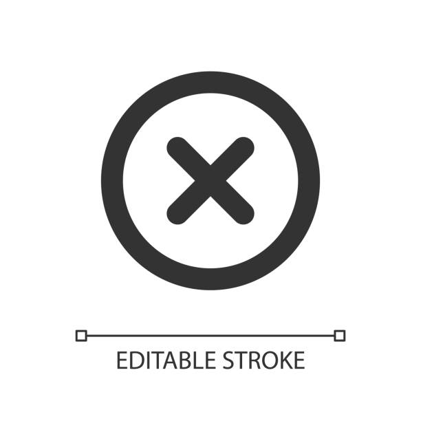 Delete button pixel perfect linear ui icon Delete button pixel perfect linear ui icon. Alert error. Toolbar control. Menu command. GUI, UX design. Outline isolated user interface element for app and web. Editable stroke. Arial font used proximity stock illustrations