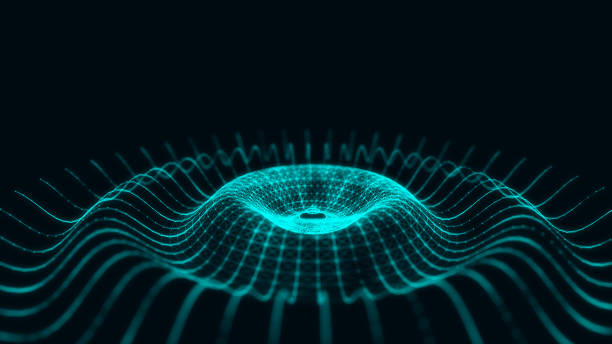 istock Abstract music sound wave. Dark cyberspace with moving particles. Futuristic circle wave with digital database. Big data analytics. 3d rendering. 1409666085