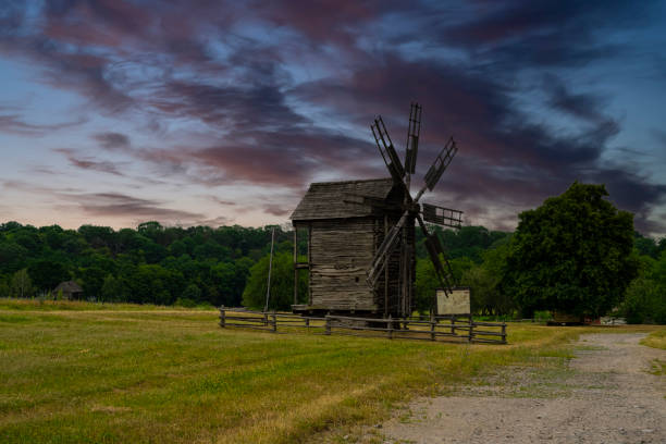 Field with windmills. Beautiful field in Europe with windmills