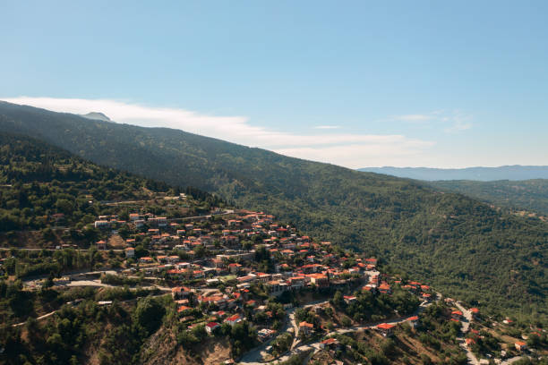 istock Drone view of Greek village. 1409669669