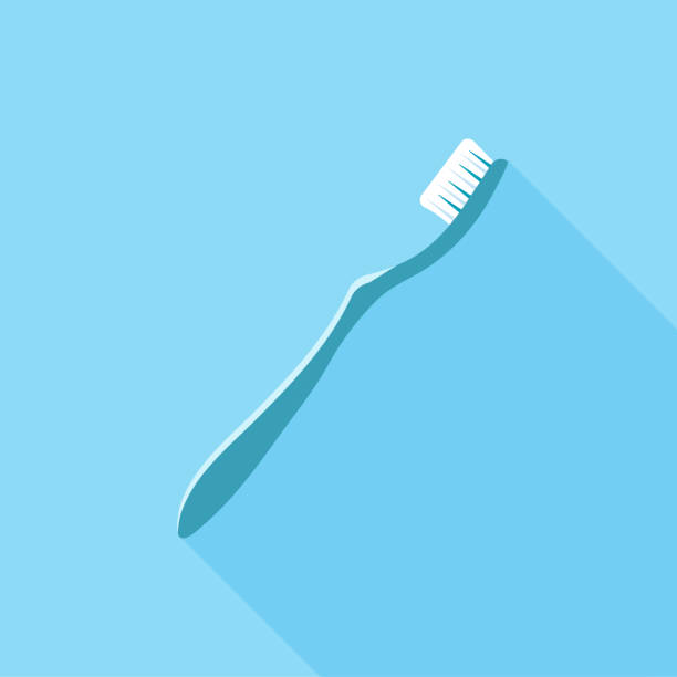 任意のwebデザインのための影付きのフラットスタイ��ルの歯ブラシアイコン。ベクターイラストレーション - toothbrush点のイラスト素材／クリップアート素材／マンガ素材／アイコン素材