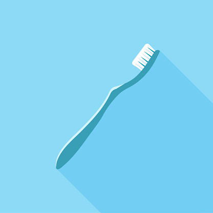 Flat style toothbrush icon with shadow for any web design. Vector illustration