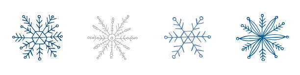 istock A set of hand-drawn snowflakes. Vector illustration in doodle style. Winter mood. Hello 2023. Merry Christmas and Happy New Year. Blue and gray elements on a white background. 1409671637