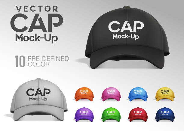 cap mock-up w widoku z przodu z predefiniowanym kolorem, łatwy do edycji i umieszczenia projektu. wektorowa realistyczna ilustracja - baseball cap cap green red stock illustrations