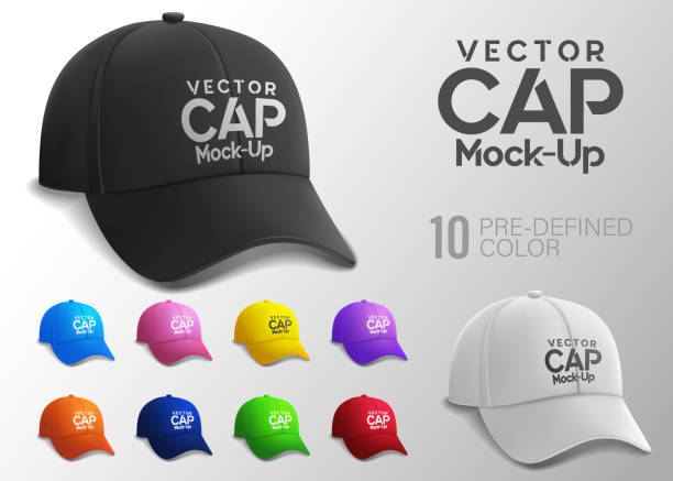 ilustrações de stock, clip art, desenhos animados e ícones de cap mock-up in side view with predefined color, easy to edit and place your design. vector realistic illustration - cap template hat clothing