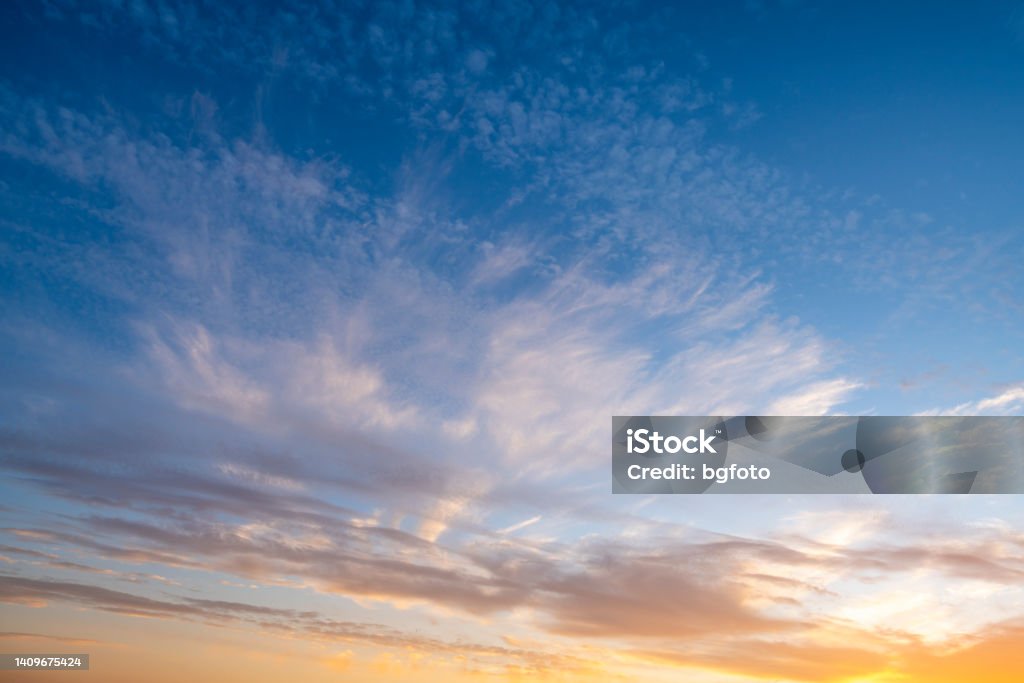 Beautiful idyllic sunset sky Beautiful idyllic sunset sky. Sky Stock Photo