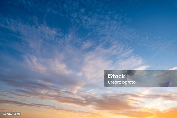 Beautiful Idyllic Sunset Sky Stock Photo - Download Image Now - Sky, Cloud - Sky, Cloudscape