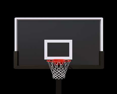Basketball hoop on black background. 3d render