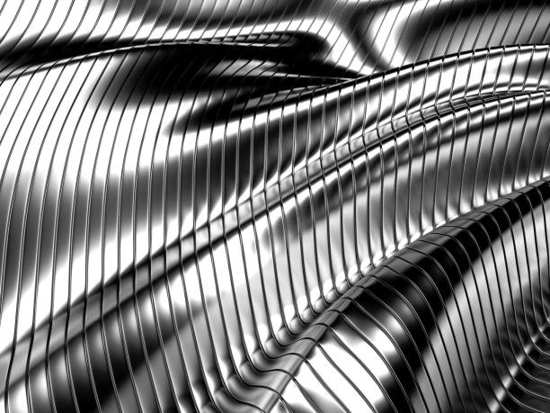 Metallic abstract steel stripe pattern background stock photo