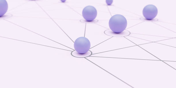 istock Social media network concept. Blue ball linked, pink background. Online connection. 3d render 1409679498