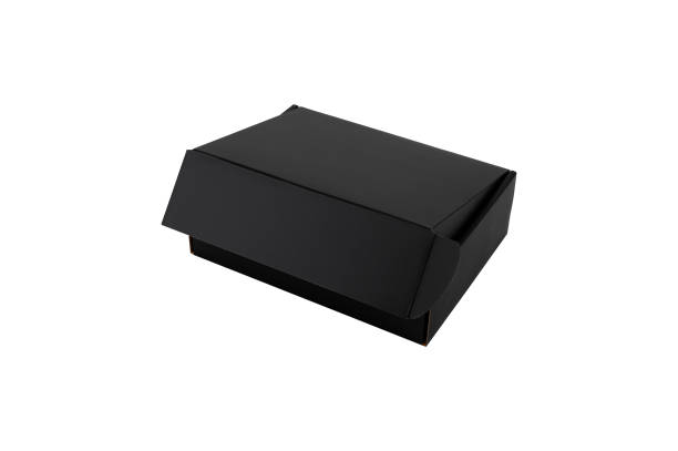 istock Black paper box isolated on white background. 1409686716