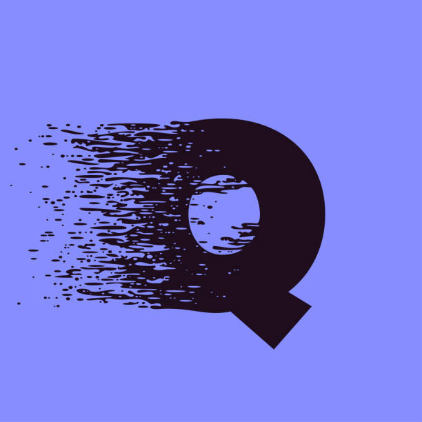 istock Q letter logo in fast speed style. Dry brush stroke with grunge lines and dots. 1409687063