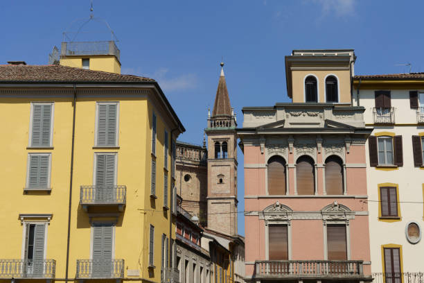 Historic building in Piazza della Vittoria presso Lodi Lodi, Lombardy, Italy: historic buildings in Piazza della Vittoria, the main square of the city lodi italy stock pictures, royalty-free photos & images