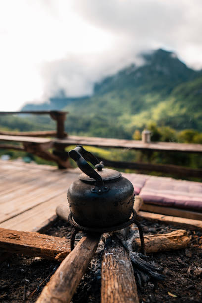 istock Drip coffee on the balcony and mountain view 1409689695