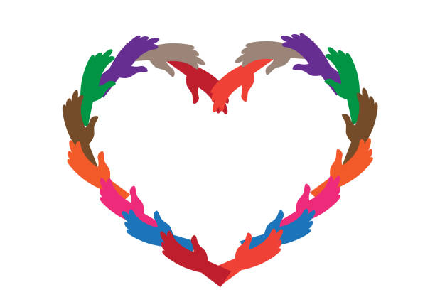 istock Hands hold each other to connect to one another concept. Editable Clip Art. 1409689867