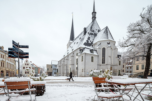 Weimar, Germany - January 03, 2021: The Herder church or St. Peter und Paul church in the city centre of Weimar.