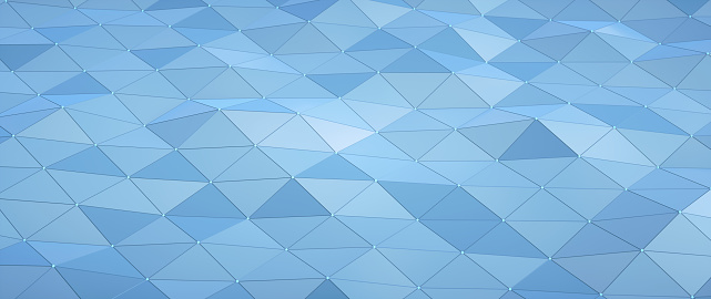 A simple multi-colored blue triangular grid pattern background. Conceptual design in the domain of data, virtual reality, computing and futuristic technology.