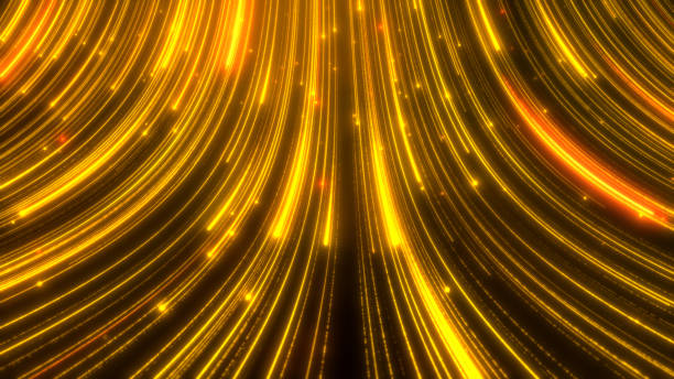 istock Glow gold line light trail running background. 1409691440