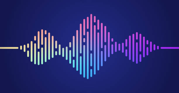 illustrazioni stock, clip art, cartoni animati e icone di tendenza di podcasting audio sound wave sfondo astratto - onda sonora