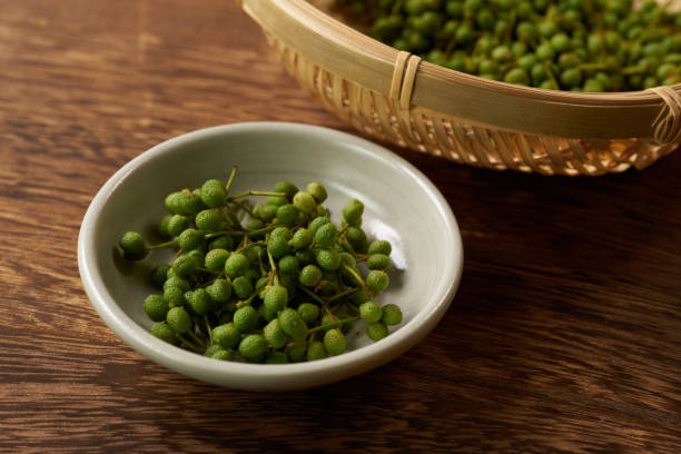 istock Japanese pepper on wooden table background 1409693820