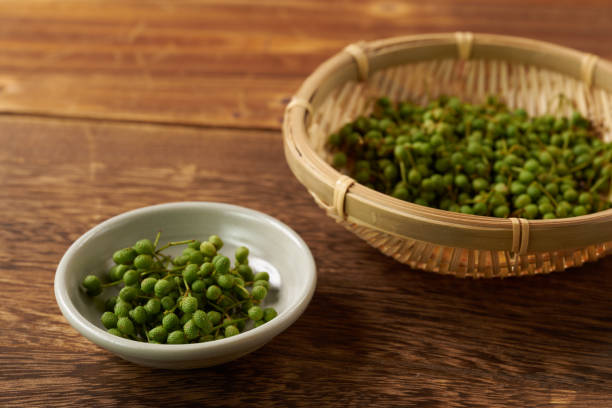 istock Japanese pepper on wooden table background 1409693851