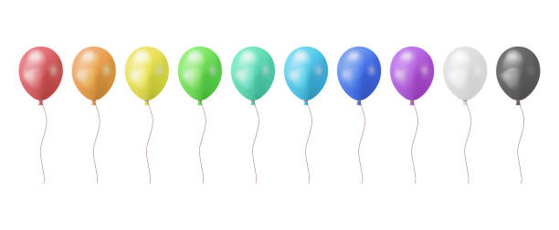 3d набор изолированных воздушных шаров - шар с гелием stock illustrations