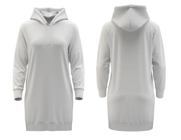 istock White Blank Long  hooded sweatshirt mockup  in front and back views, 1409696091