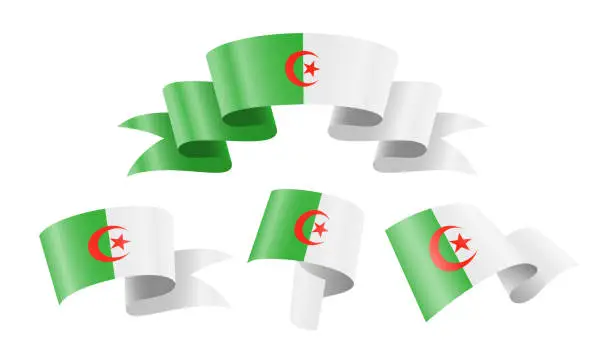 Vector illustration of Algeria - collection of waving country flags.