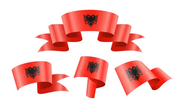 Vector illustration of Albania - collection of waving country flags.