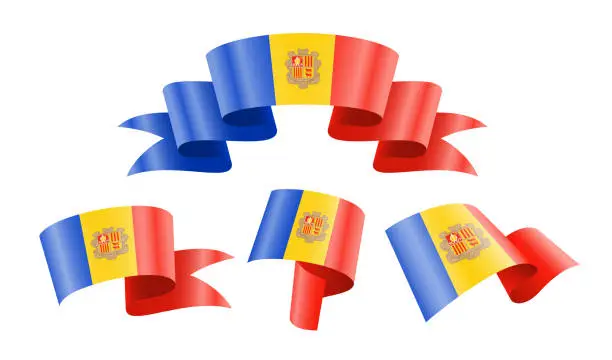 Vector illustration of Andorra - collection of waving country flags.