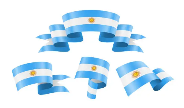 Vector illustration of Argentina - collection of waving country flags.