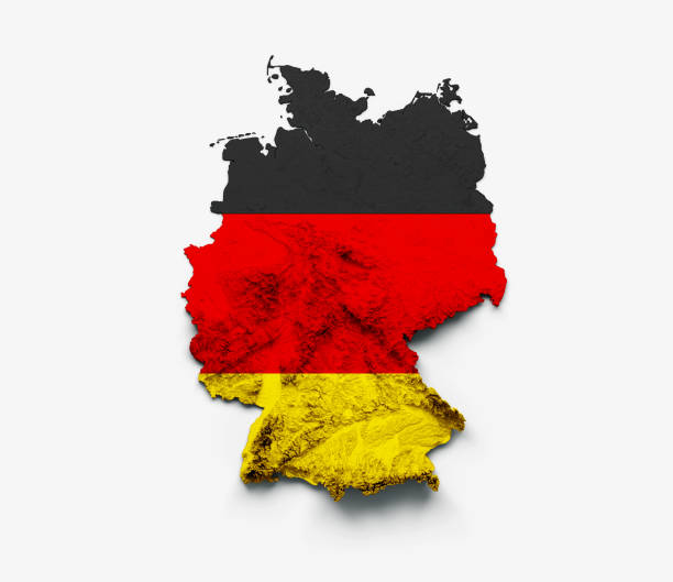 istock Germany Map Flag Shaded relief Color Height map on white Background 3d illustration 1409696841