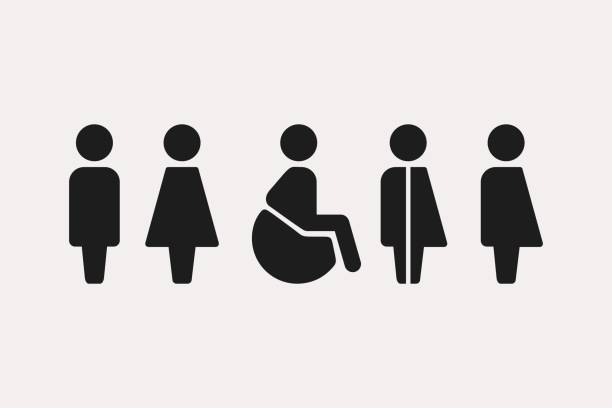 stockillustraties, clipart, cartoons en iconen met way finding wc - toilet