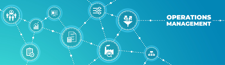 Operations Management Drawing Simple Operations Management Vector Illustration Blue Concept Related To ...