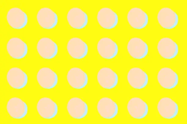A bright, contrasting background of color spots in rows on a yellow background - a catchy, attention-grabbing abstract background