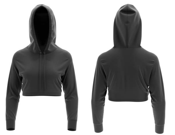 istock Black Hoodies Cropped Cut-Off  Woman 1409702012