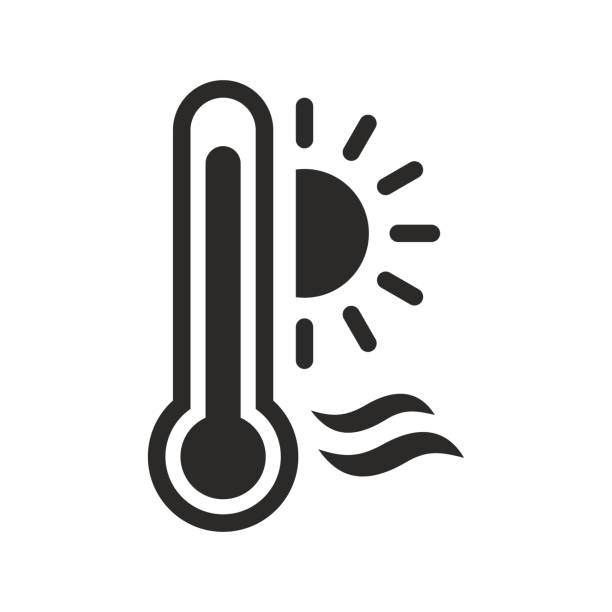 Heatwave icon, climate change, global warming. Heat wave. Vector icon isolated on white background. heatwave stock illustrations