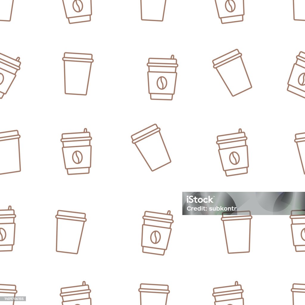 Line Pattern Paper Cup Seamless Line Pattern Of A Coffee Paper Cup Stock Illustration ...