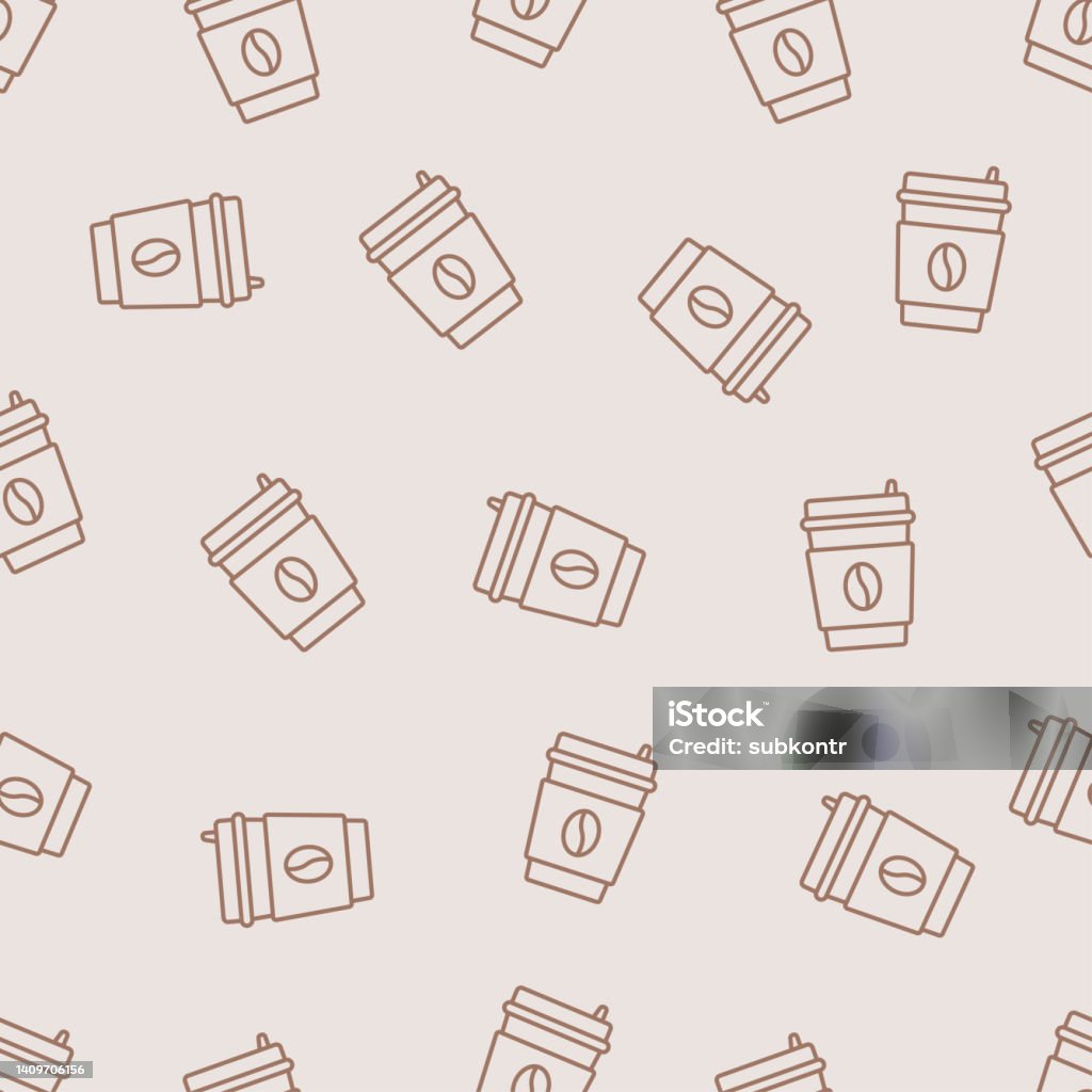 Line Pattern Paper Cup Seamless Line Pattern Of A Coffee Paper Cup Stock Illustration ...